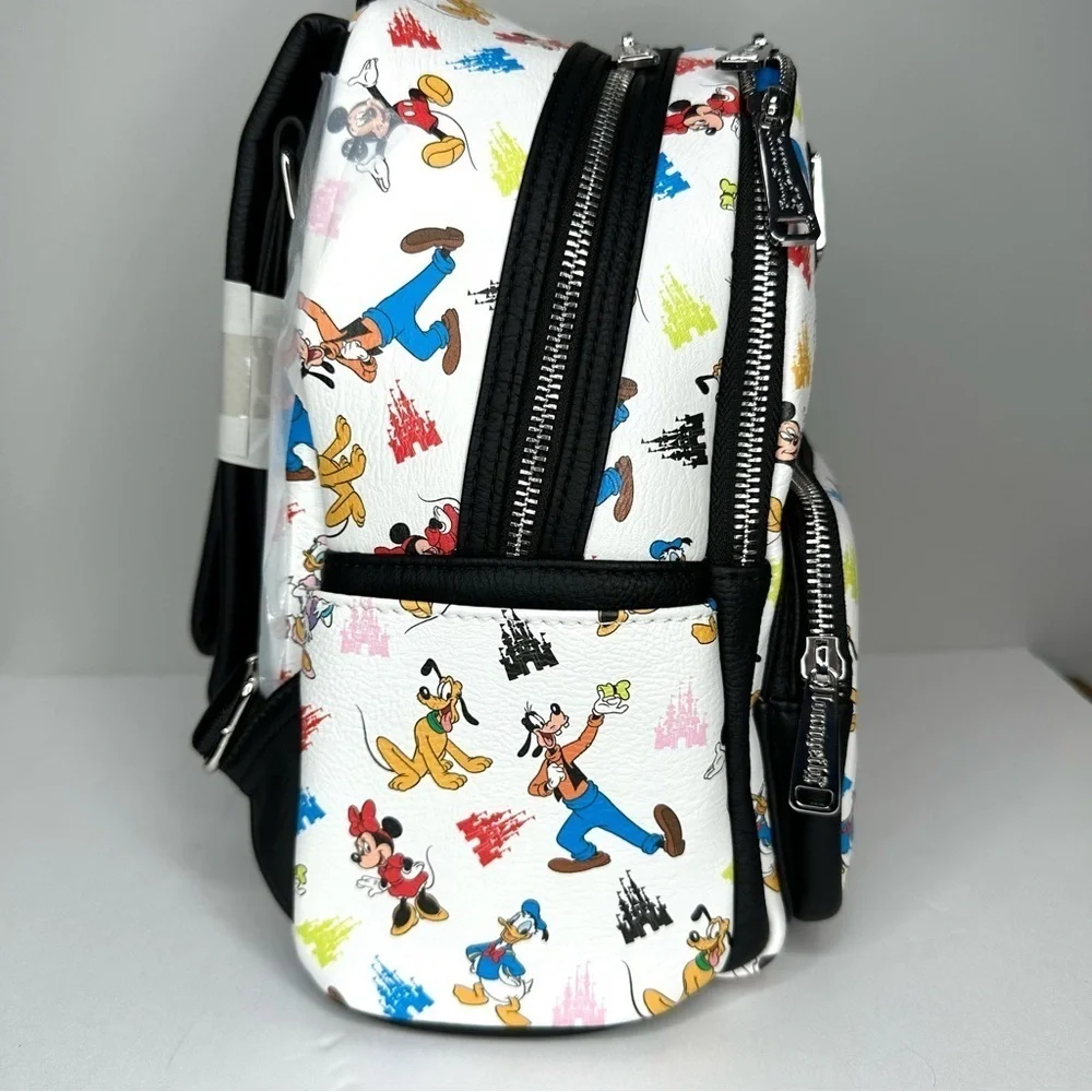 Loungefly Disney Parks Fab 5 Mickey Minnie Goofy Donald Pluto Mini Backpack